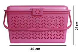 Heart Home Plastic Trendy Shopping Storage Basket with Handles|Small Bin for Shower|Closet, Kitchen,